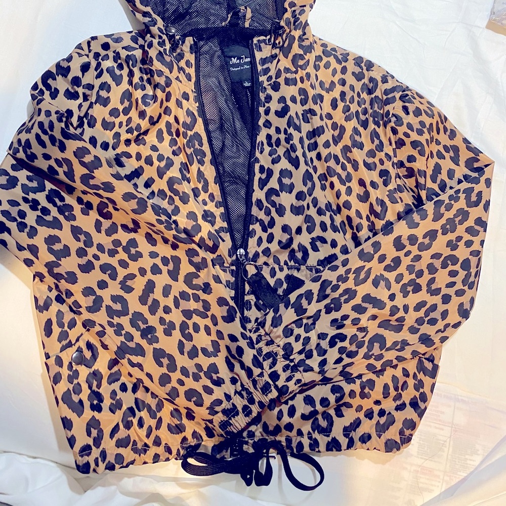 Windbreaker raincoat.  Animal print